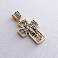 Золотой православный крест Распятие. Архангел Михаил с чернением п02768 Оникс KC, код: 6736461