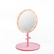 Косметичне кругле дзеркало з підсвіткою, настільне дзеркало для макіяжу сенсорне, фото 5