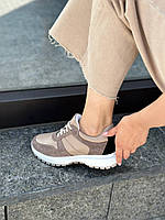 Кросівки жіночі шкіряні бежеві зі вставками замші Отличное качество Размер 36