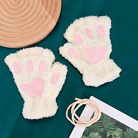Перчатки без пальцев митенки кошачьи лапки белые (15391) Bioworld TV, код: 8248344