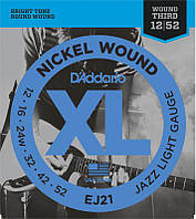 Струны для электрогитары D'Addario EJ21 Nickel Wound Jazz Light 12 52 TV, код: 6555906