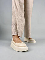 Туфлі жіночі шкіряні молочного кольору на платформі Отличное качество Размер 37