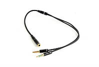 Аудио-кабель Cablexpert (CCA-418M) 3.5 mm 4-pin-2х3.5 mm stereo, 0.2м, черный FS, код: 6707404