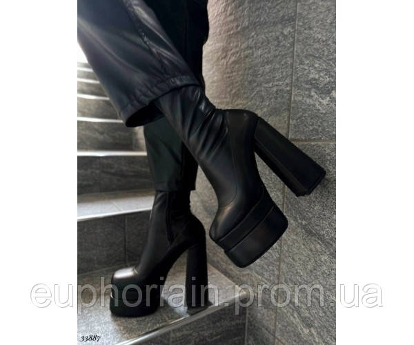 Ботильоны на высоком каблуке с квадраным носком Отличное качество Размер 37 - фото 2 - id-p2168631672