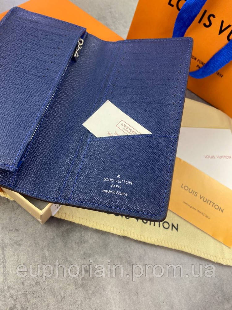 Бумажник Louis Vuitton синий k336 Отличное качество - фото 5 - id-p2168730448