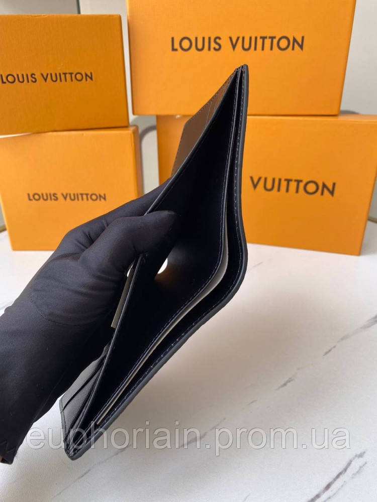 Бумажник черный Louis Vuitton Brazza Taurillon Shadow k406 Отличное качество - фото 3 - id-p2168734976