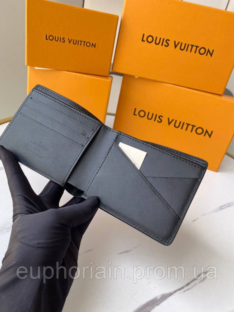 Бумажник черный Louis Vuitton Brazza Taurillon Shadow k406 Отличное качество - фото 5 - id-p2168734976
