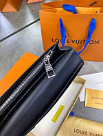 Бумажник Louis Vuitton кожаный без молнии черный в стиле "Infini" k108 Отличное качество