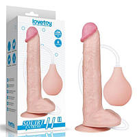 Телесный фаллоимитатор на присоске Lovetoy Squirt Extreme Dildo 11.0 AG, код: 7930870