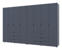 Распашной шкаф для одежды Гелар комплект Doros цвет Графит 4+4 двери ДСП 310х49,5х203,4 (4200 US, код: 8037466