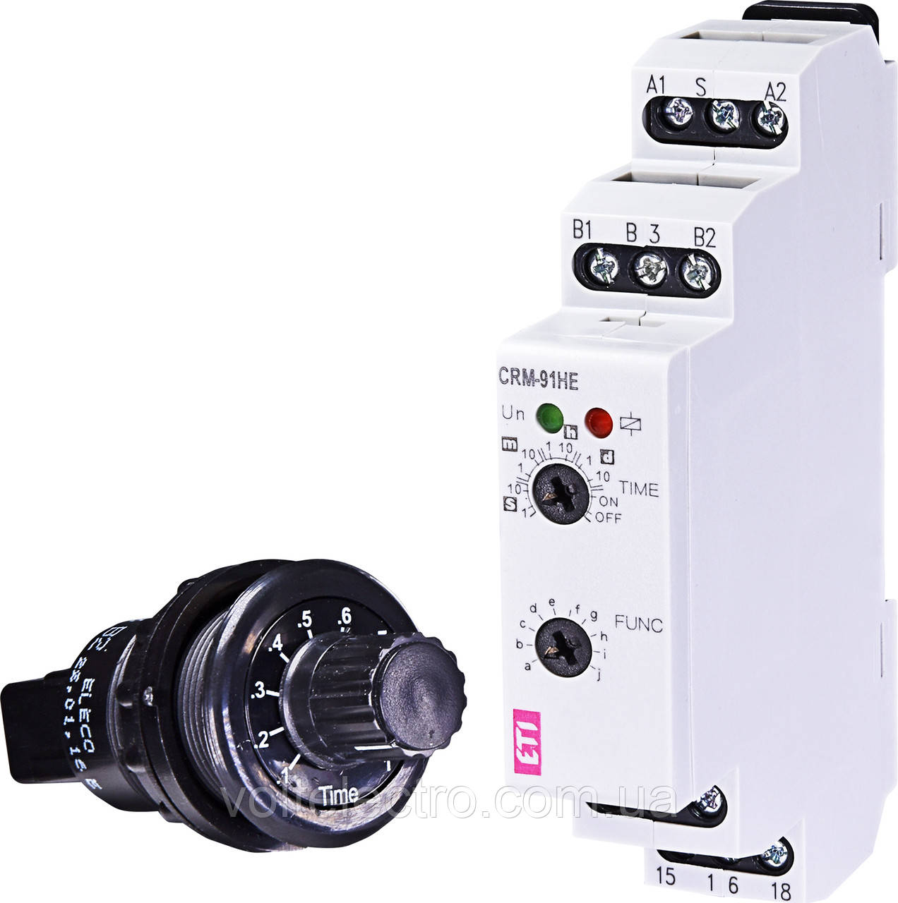 Багатофункціональний реле часу CRM-91HE UNI 12-240V AC/DC (1x16A AC1) із зовнішнім потенціометром