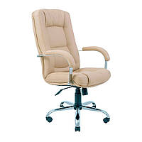 Офисное кресло руководителя Richman Alberto VIP Хром M3 MultiBlock Натуральная Кожа Lux Италия Кремовый