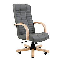 Офисное кресло руководителя Richman Atlant VIP Wood M1 Tilt Натуральная Кожа Lux Италия Серый z113-2024