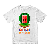 Футболка белая с принтом онлайн игры Minecraft "Kherson is Ukraine Minecraft" Кавун 3-4 года ФП012027