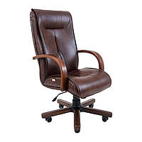 Офисное кресло руководителя Richman Boston VIP Wood M2 AnyFix Натуральная Кожа Lux Италия Коричневый z113-2024