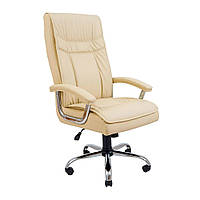 Офисное кресло руководителя Richman Burgas VIP Хром M2 AnyFix Натуральная Кожа Lux Италия Кремовый z113-2024