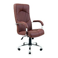 Офисное кресло руководителя Richman Hermes VIP Хром M3 MultiBlock Натуральная Кожа Lux Италия Коричневый