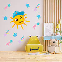 Набор наклеек на стену в детскую комнату "Солнце со звездами" Кавун 70х70 см z116-2024