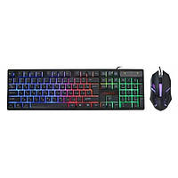 Комплект проводной игровая клавиатура и мышь UKC KR-6300TZ с RGB подсветкой Black z113-2024