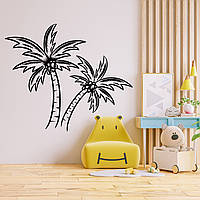 Вінілова інтер'єрна наклейка декор на стіну та шпалери скло меблі дзеркало метал "Пальми з кокосами" Кавун