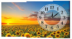 Настінний годинник на полотні Декор Карпати Поле Соняшник (ViSP17654) SP, код: 1224556