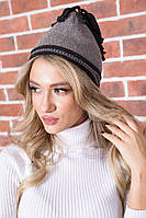 Женская шапка темно-бежевого цвета с декором 167R7779 Ager one size NX, код: 8236479