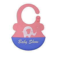 Силиконовый слюнявчик с карманом Kiddy Baby show слоник Розовый AG, код: 7920763