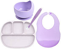 Набор силиконовой посуды 2Life 4 предмета Бежевый Фиолетовый (vol-10717) DH, код: 8236108