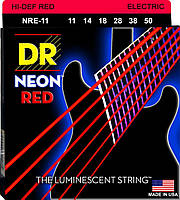 Струны для электрогитары DR NRE-11 Hi-Def Neon Red K3 Coated Heavy Electric Guitar Strings 11 DH, код: 6556150