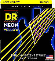 Струны для электрогитары DR NYE-9 Hi-Def Neon Yellow K3 Coated Light Electric Guitar Strings DH, код: 6556168