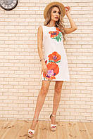 Коротке плаття з льону з квітами Макі Білий 172R019-1 Ager 42 z114-2024