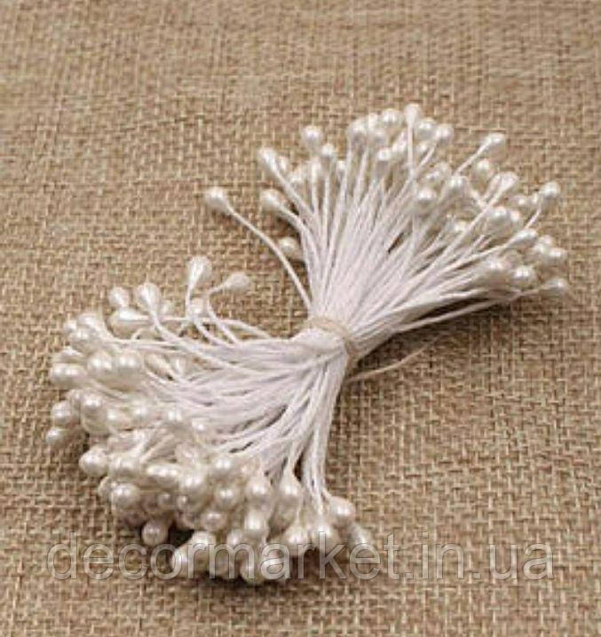 Тичинки білі перламутр на нитці, фото 1
