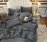 Комплект постельного белья сатин Crown Lux двуспальный графитовый (4444543) DH, код: 8260324