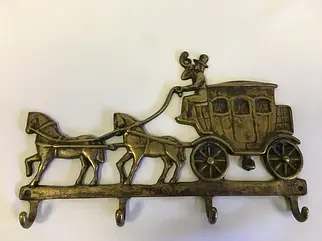 Ключниця "Карета" із зістареної латуні 4х22 см Stilars Италия 130090