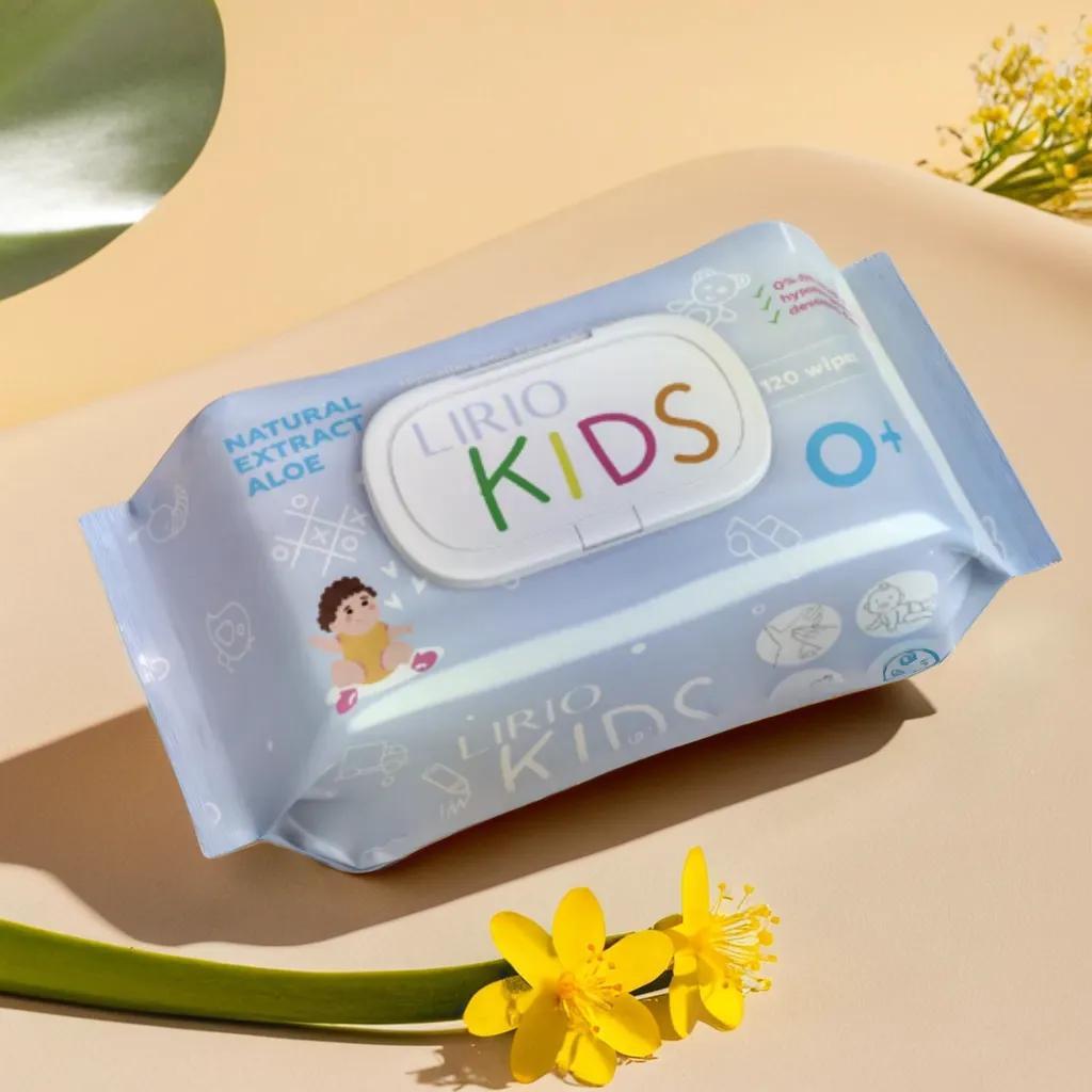 Дитячі вологі серветки Lirio KIDS 120 шт. з клапаном, фото 1