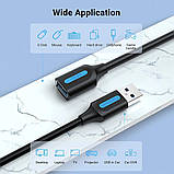 Кабель Vention USB 3.0 A Male to A Female Extension Cable 3M black PVC Type (CBHBI), фото 5