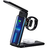 Бездротовий зарядний пристрій Usams US-CD181 15W 3in1 Folding Wireless Charging Stand With Table Lamp