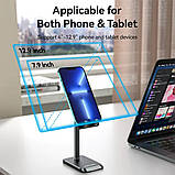 Тримач для телефону Height Adjustable Desktop Cell Phone Stand Black Aluminum Alloy Type (KCQB0), фото 5