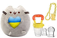 Мягкая игрушка Pusheen cat с сердцем Ниблер силиконовый с насадками и цепочкой держателем Жел UP, код: 8298293