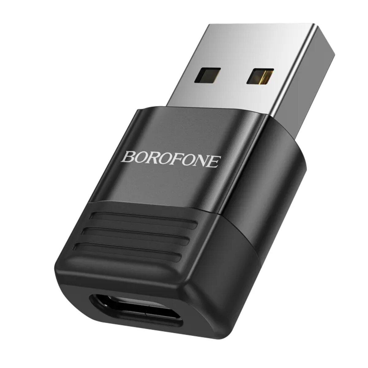 Адаптер BOROFONE BV18 USB male to Type-C female USB2.0 adapter Black