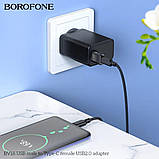 Адаптер BOROFONE BV18 USB male to Type-C female USB2.0 adapter Black, фото 4