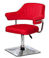 Крісло поворотне Jeff 4-CH-Base на хромованій квадратній опорі з регулюванням висоти, м'яка оббивка Оксамит червоний B-1016