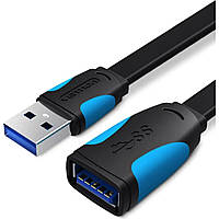Кабель Подовжувач Vention Flat USB3.0 Extension Cable 2M Black (VAS-A13-B200)