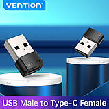 Адаптер Vention USB 2.0 Male to USB-C Female Adapter Black PVC Type (CDWB0), фото 3