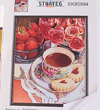 Алмазна мозаїка квадратними стразами Сніданок для коханої Алмазна вишивка натюрморти на підрамнику 40х50 Strateg SK85994, фото 3