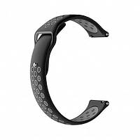 Ремешок BeWatch для Galaxy Watch 3 41mm силиконовый перфорированный 20мм Черно-Серый (1010114 UP, код: 2473671