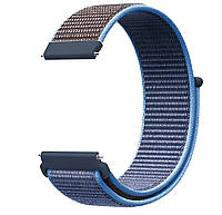 Ремешок нейлоновый на липучке для смарт-часов BeWatch Универсальный 20 мм Синий с серым (1011 UP, код: 8344783