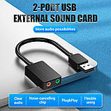 Адаптер  Vention 2-port USB External Sound Card 0.15M Black (CDYB0), фото 2