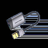 Адаптер Vention USB External Sound Card 0.15M Gray Metal Type (CDKHB), фото 2