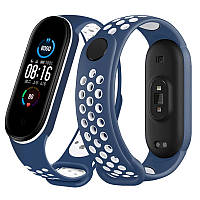 Ремешок Double Color Strap для Xiaomi Mi Band 5 6 Blue-White UP, код: 6479477